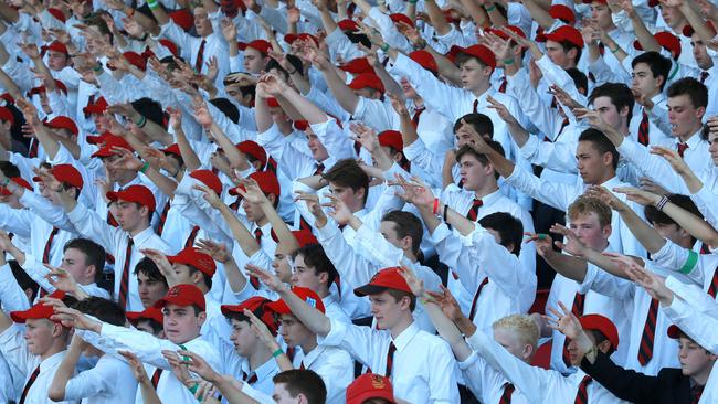 Gregory Terrace supporters at Nudgee College vs Gregory Terrace at Tennyson, Saturday July 28, 2018. (AAP/Image Sarah Marshall)