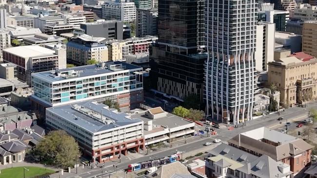 The two buildings on the corner of North Tce and Frome Rd will be torn down or developed into an accommodation tower. Picture: Supplied