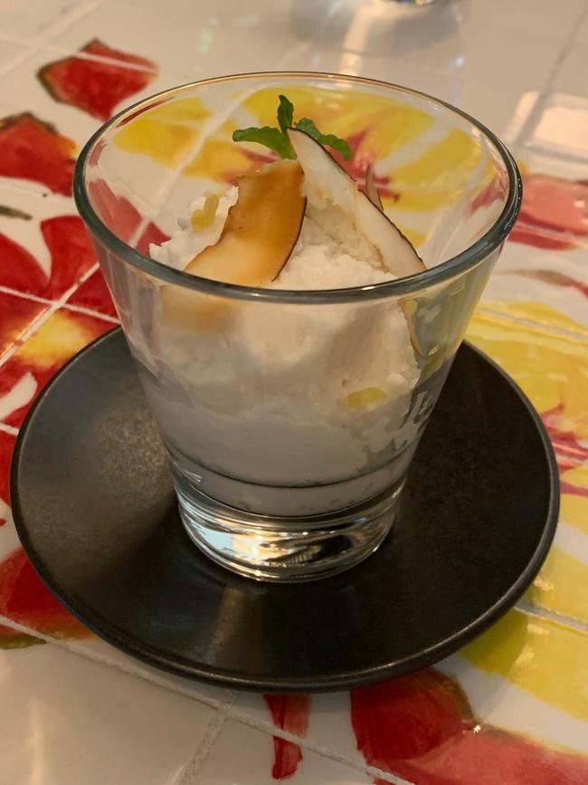 In a glass: Coconut ice cream