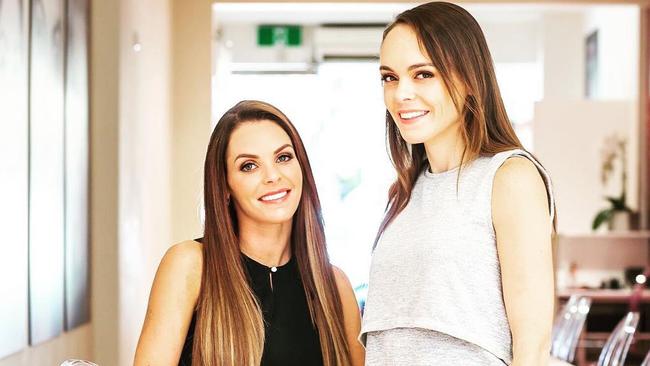 Lip Lab Cosmetics founder Kimberley Treacy (right) pictured with her sister.