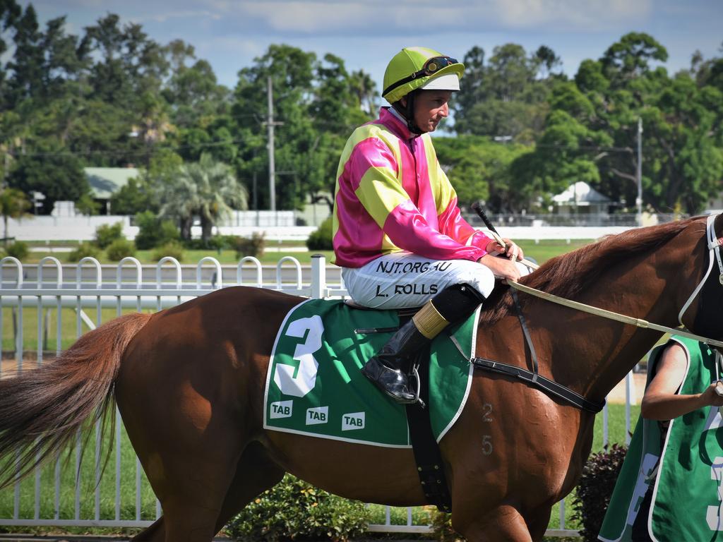 Jockey Luke Rolls on John Shelton trained Great Marlow in the mounting yard ahead of winning the New Member Benefits CG&amp;E Class 1 Handicap over 1200m at Clarence River Jockey Club in Grafton on Tuesday, 2nd February, 2021. Photo Bill North / The Daily Examiner