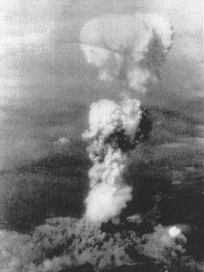 The mushroom cloud over Hiroshima, Japan, in 1945.