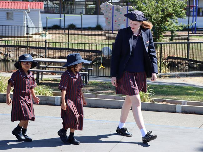 Ballarat Christian College preps started their first morning with Year 12 buddies. Picture: Ballarat Christian College