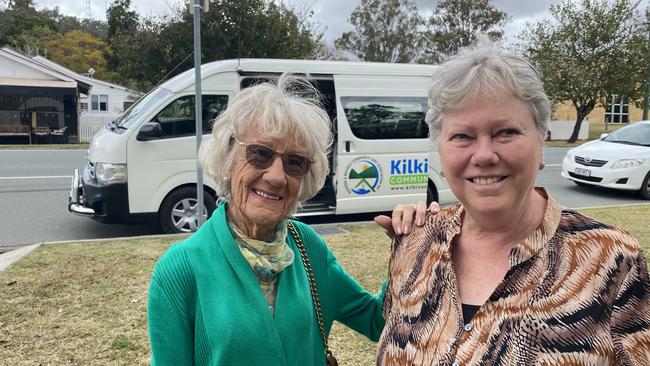 Sally Adams, left, pictured with one of her support workers Trish Coggins about to board the KilkiVAN for a local social outing. Picture: K &amp; DCCAI