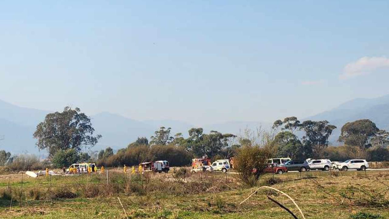 Emergency services on scene of a light plane crash in Mount Beauty. Picture: Supplied