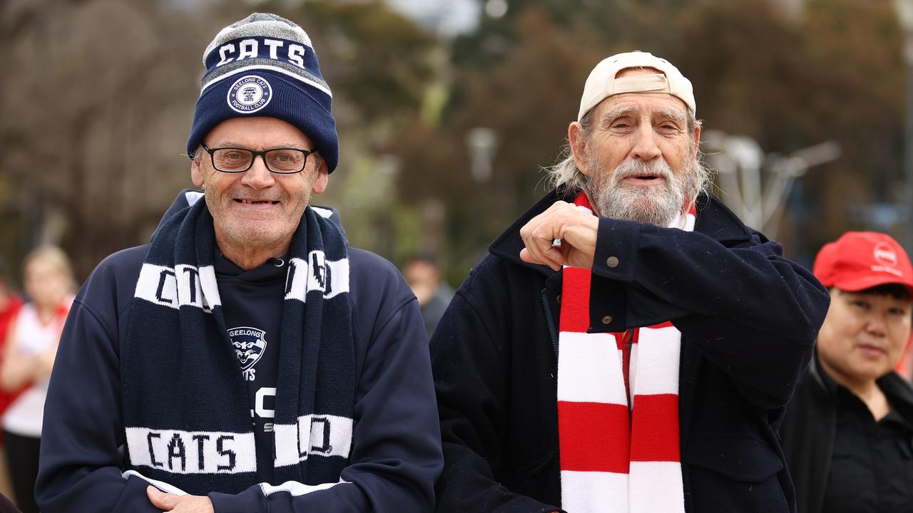 Geelong and Sydney fans in Melbourne. Picture: Getty Images