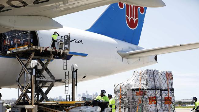 A care package of A2 milk being shipped to Wuhan in China in February. Picture: Jane Dempster.