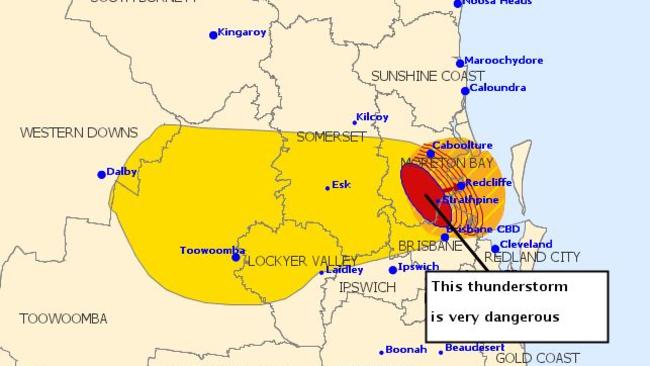 A severe storm is forecast for Brisbane. Picture: BOM