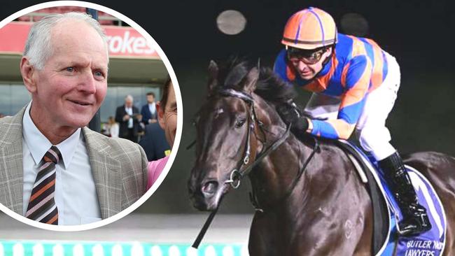 Sunshine Coast racing trainer Shaun Dwyer and star runner Anemacore. Picture: Grant Peters/Trackside Photography,