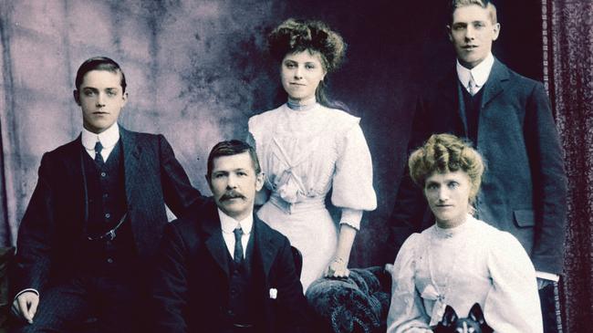 A young Arthur James Adams, left, with his family in the UK before he came to Australia pre-war.