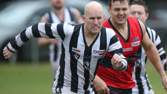 Wallan spearhead Matt Perri in action against Romsey. Picture: J8 Photography