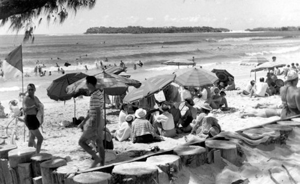 Mooloolaba beach about 1955. (Courtesy Sunshine Coast Council Heritage Library)