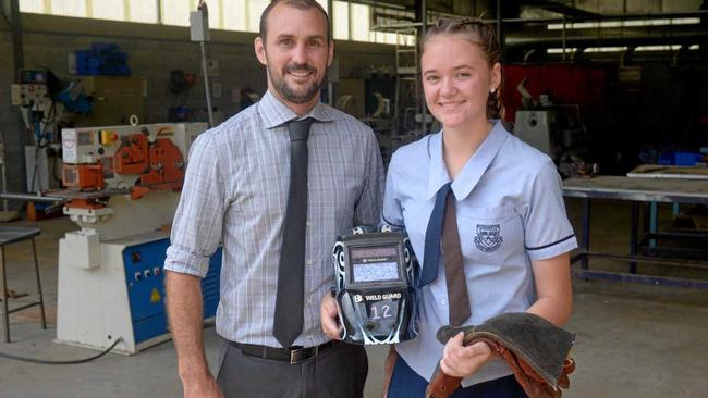 RSHS Deputy Principal Dan Petersen and Year 11 engineering student Sarah Castles. Picture: Jann Houley