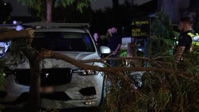 A dramatic police chase ends in a crash in Truganina. Picture: ABC