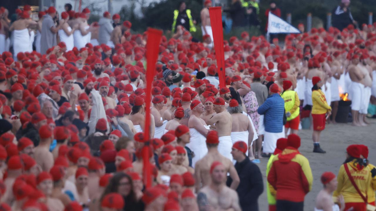 Dark Mofo Nude Solstice Swim 2024 at Long Beach Sandy Bay. Picture: Nikki Davis-Jones