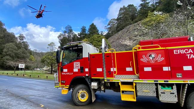 Erica and District Fire Brigade said two Country Fire Authority crews were called to a Walhalla home after a minor explosion from a gas fridge left a man with serious injuries. Picture: Facebook