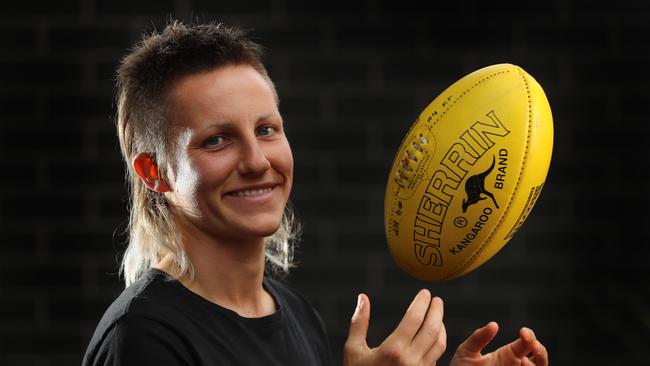 AFLW Player Karen Paxman is one of the best midfielders in the league, with one of the best mullets. Picture: Alex Coppel.