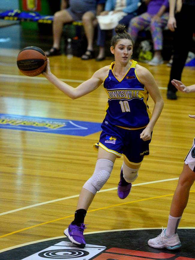 Queensland Basketball League quarter finals at Townsville Basketball Stadium. Townsville Flames against North Gold Coast Seahawks. Flames' Miela Goodchild. Picture: Evan Morgan