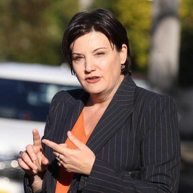 Jodi McKay visits the scene today. Picture John Grainger