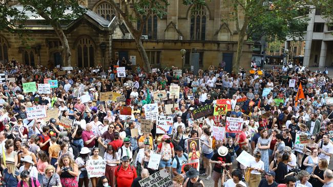 Climate protesters in Sydney’s CBD. Picture: Matrix