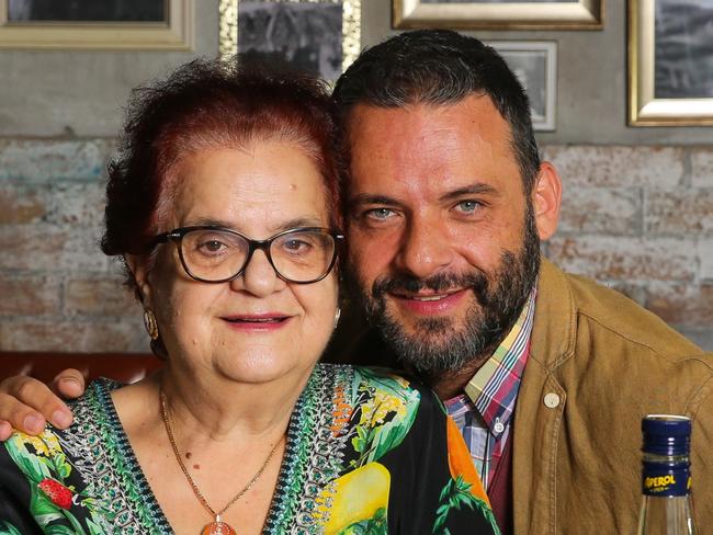 SYDNEY, AUSTRALIA - MAY 05: Pierre Moio and his mother pose for a photo at the Home Grounds Bowling Club at Five Dock in Sydney ahead of Mothers Day. Picture: Newscorp - Daily Telegraph / Gaye Gerard)