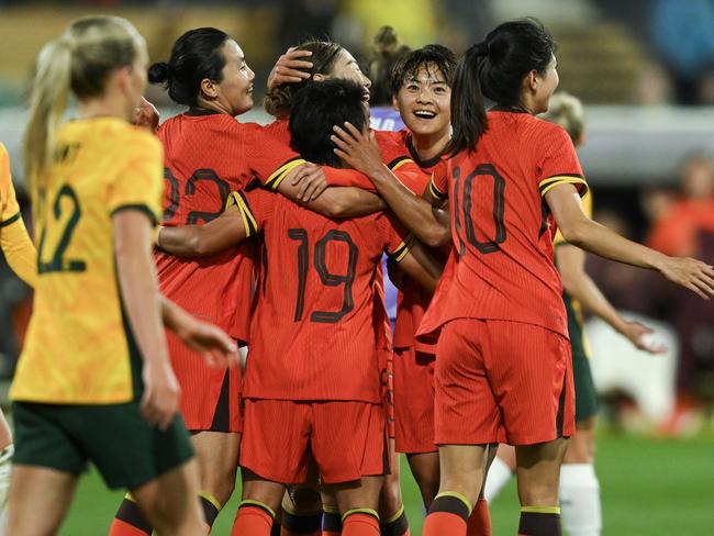 Zhang Linyan of China PR celebrates after scoring her team’s first goal. Picture: Getty Images