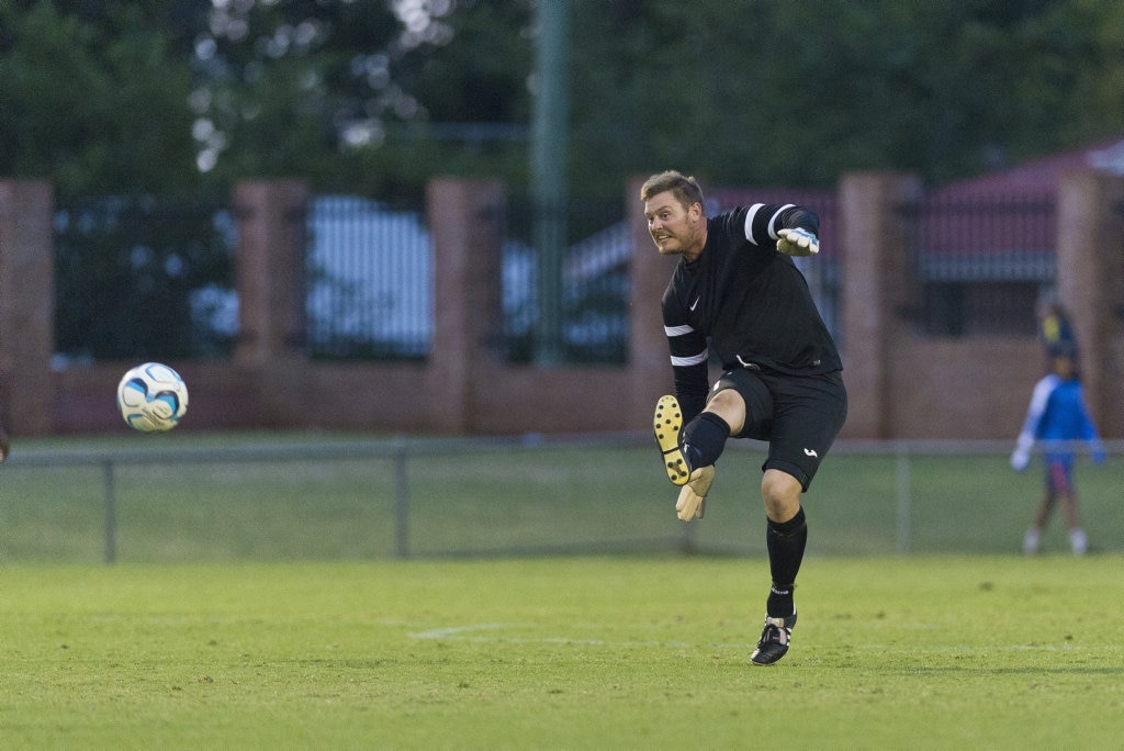 South West Queensland Thunder keeper Matthew Eilers against Magpies Crusaders in NPL Queensland men round five football at Clive Berghofer Stadium, Saturday, March 2, 2019. Picture: Kevin Farmer