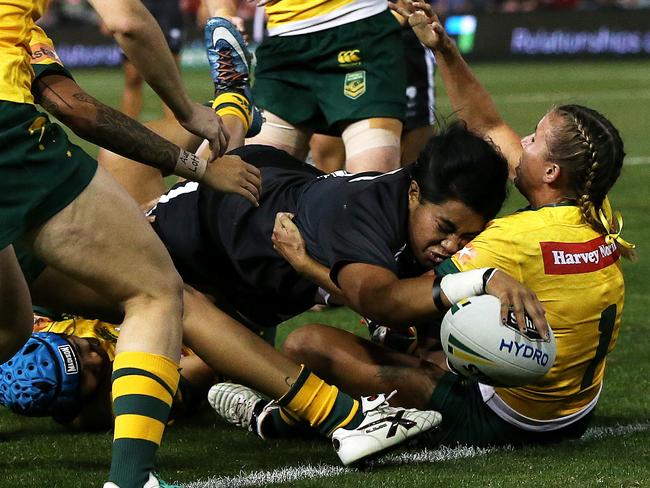 Feterika scores against Australia in the 2016 Test. Picture by Peter Lorimer.