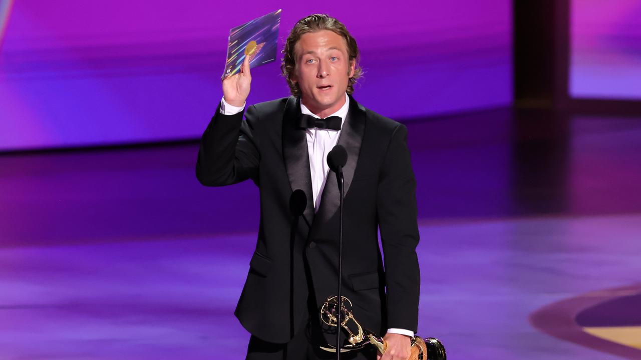 Jeremy Allen White accepts the Outstanding Lead Actor in a Comedy Series award for The Bear. Picture: Kevin Winter/Getty Images