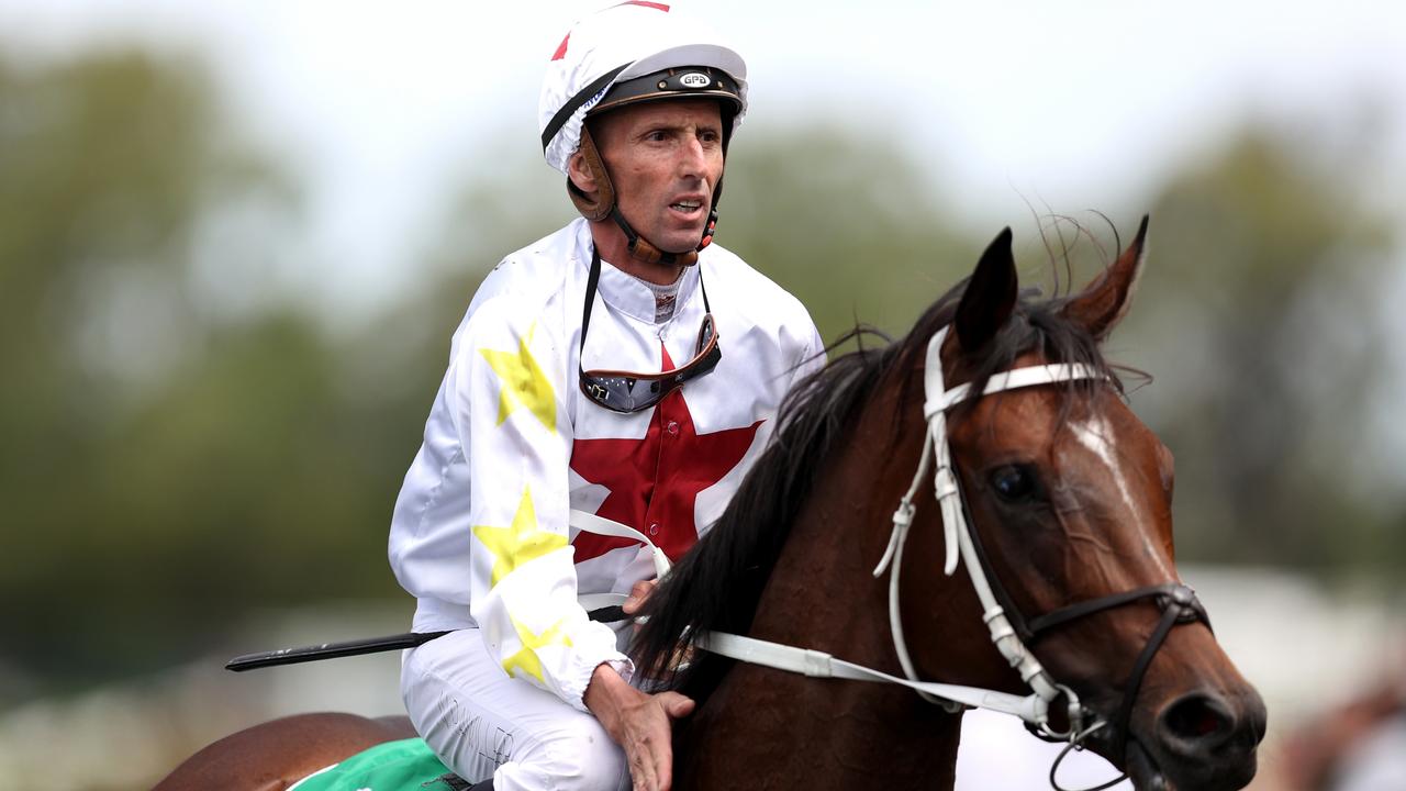Nash Rawiller returns to scale aboard Frumos last month, his last winner before his health scare. Picture: Brendon Thorne-Getty Images