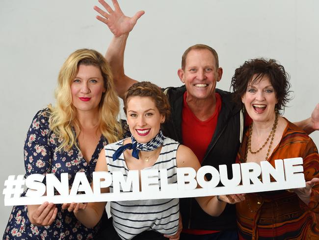 #Snapmelbounre Cast of Dusty The Musical. (L-R) Virginia Gay, Amy Lahpamer, Todd McKenney and Anne Wood. Picture: Josie Hayden