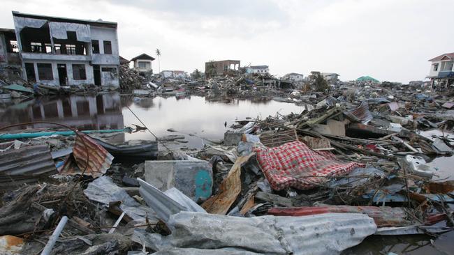 Damage around the centre of Banda Aceh in 2004. Picture: Renee Nowytarger