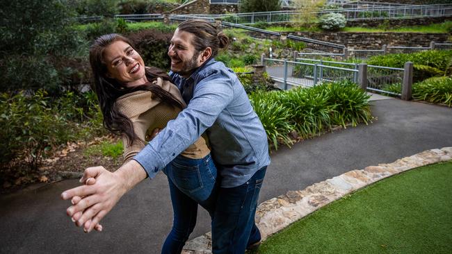 Elouise Porteous and Robby Gagliardi are happy to hear dancing will be allowed at their wedding on Friday. Picture: Tom Huntley