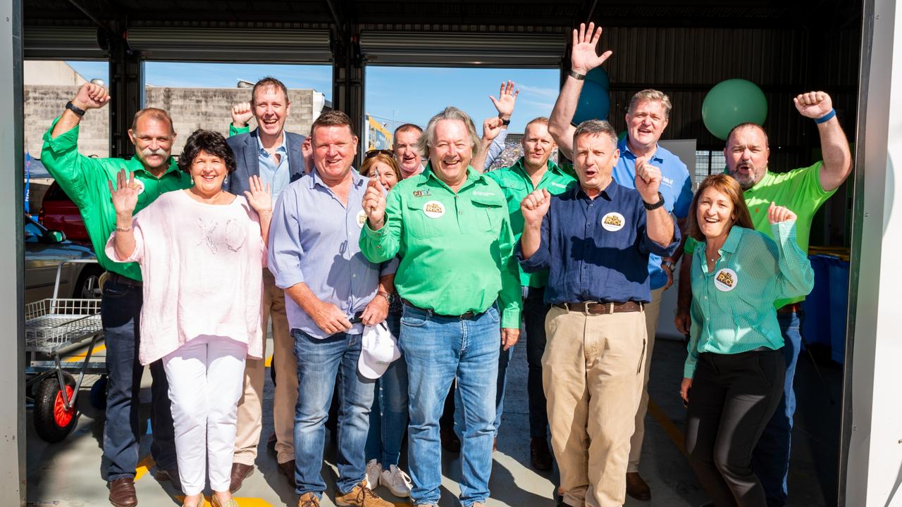 Regional Manager for Containers Exchange Jim Jeffries, Toowoomba Regional Council Cr Nancy Summerfield, Federal Labor MP for Groom Garth Hamilton, Rod Lord for Containers for Cash, Jan Taylor for Containers for Cash, General Manager for Newlands Group John Ryan, Chairman for Containers Exchange Mark O'Brien, General Manager of Containers Exchange Shaun Fraser, Operations Manager for Containers for Cash Artie Carpenter, MP for Toowoomba North Trevor Watts, Property, Events and Sponsorship Manager at Newlands Group Emily O'Sullivan and Managing Director of Newlands Group Barry O'Sullivan at the official opening of the Harristown Containers for Change depot.