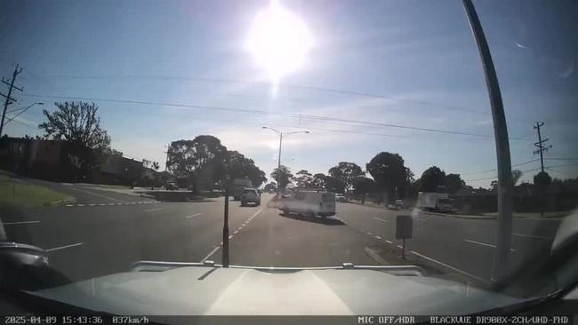Dashcam footage: Van flips vehicle, woman left trapped in Noble Park collision