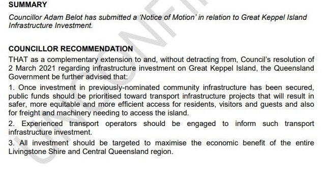 Cr Belot's proposed additions to the council's letter.