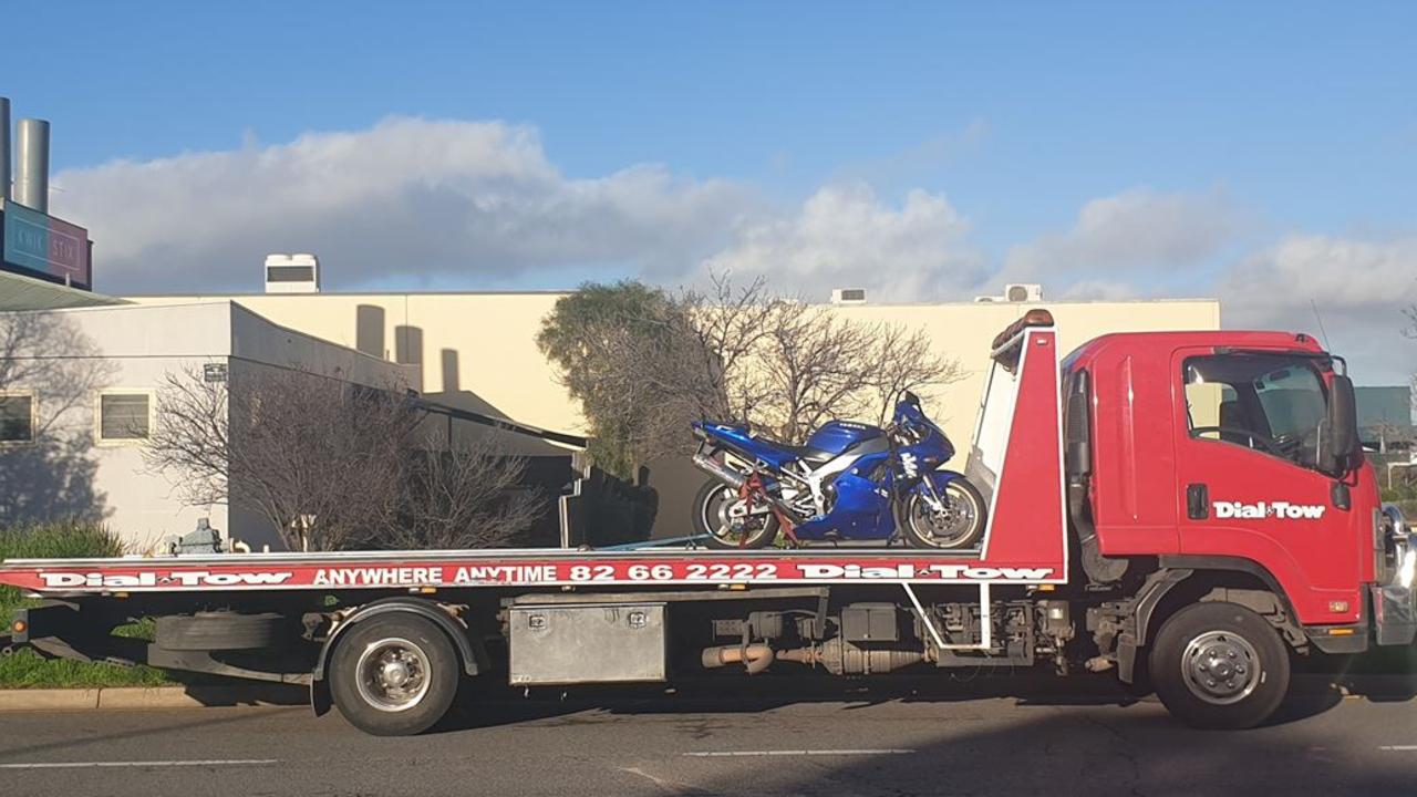 The motorbike seized by police after its rider was caught speeding at Parafield. Picture: SA Police