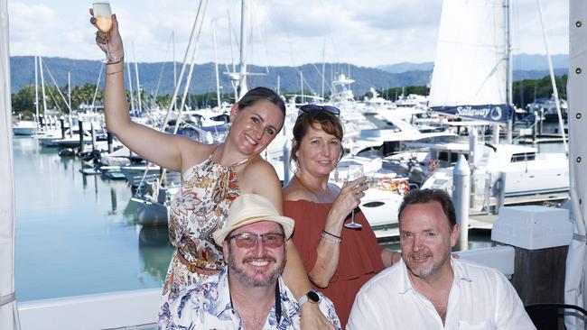 Lisa Garbett, Andrew Garbett. Christine Foster and Bruce Foster at the Longest Lunch, part of the Port Douglas festival, held at Hemmingways Brewery at the Crystalbrook Marina, Port Douglas. Picture: Brendan Radke