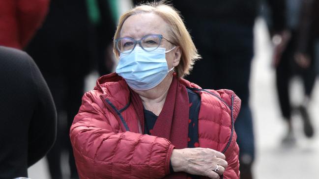 MELBOURNE, AUSTRALIA -  MAY 18, 2022:  AMA MASKS . People are still wearing masks in Melbourne CBD as doctors plead with Victorians to start wearing masks again with cases of the flu and Covid continuing to rise ahead of winter. Picture: NCA NewsWire / David Geraghty