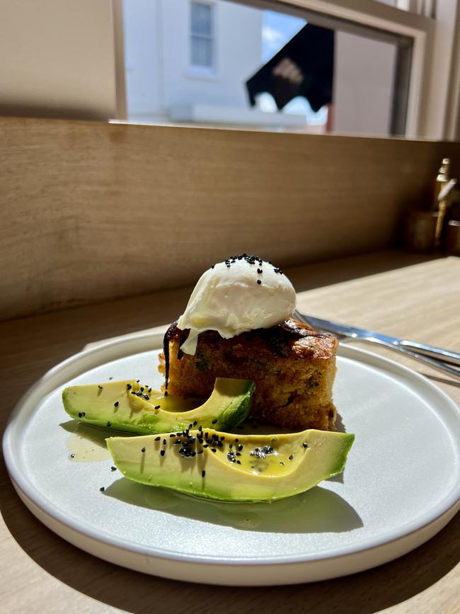 Leoht's Jalapeno corn bread with avocado and pasture-raised poached egg. Picture Supplied