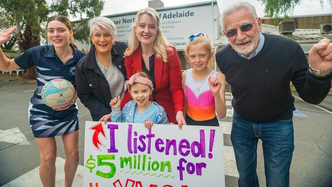 Lucy Hood with community members for the Walkerville Community Hub announcement. Picture: Facebook