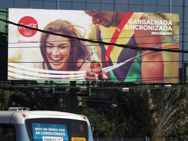 Michelle Jenneke featured on a billboard at the Rio Olympics.