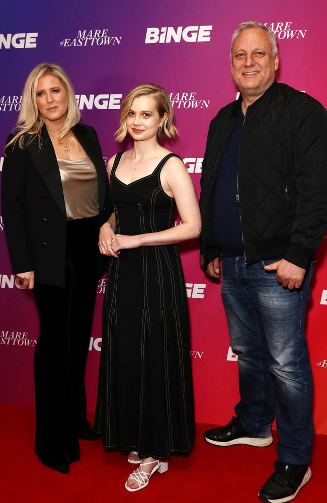 Alison Hurbert-Burns, Angourie Rice and Binge CEO Julian Ogrin. Picture: MATRIX