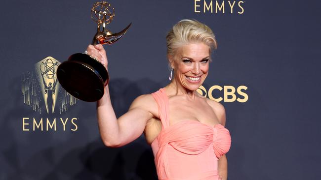 Hannah Waddingham won Outstanding Supporting Actress in a Comedy Series for Ted Lasso at the 2021 Emmy Awards. Picture: Rich Fury/Getty Images