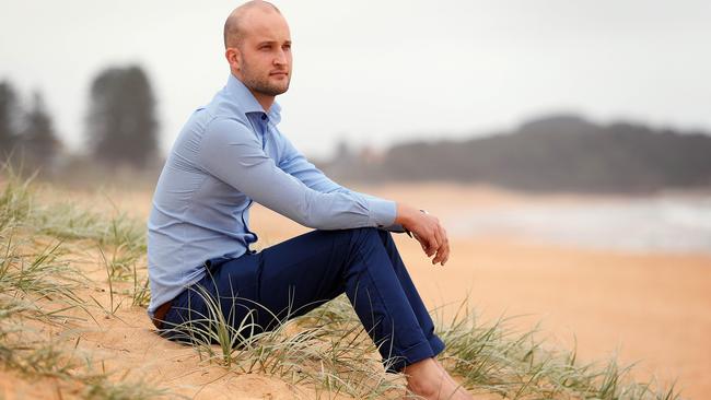 Medical student Hayden Houlton pictured at Narrabeen today. Hayden lost both his brothers (Jason and Ben) to suicide.