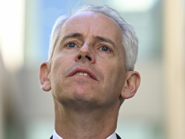 CANBERRA, AUSTRALIA, NewsWire Photos. MARCH 27, 2024: Minister For Home Affairs, Clare O'neil and Minister For Immigration, Citizenship And Multicultural Affairs, Andrew Giles hold a press conference at Parliament House in Canberra. Picture: NCA NewsWire / Martin Ollman