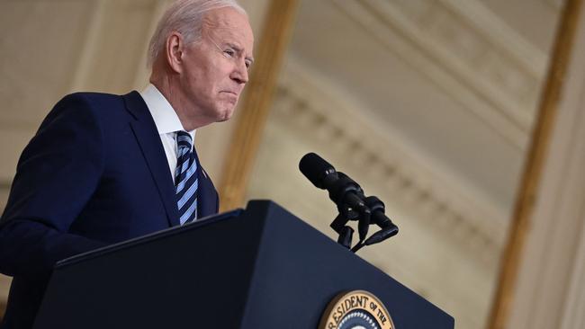 US President Joe Biden has announced new Russian sanctions. Picture: Brendan SMIALOWSKI/AFP