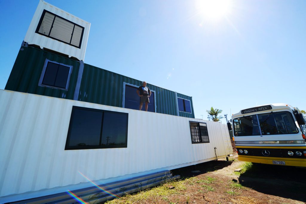 GRAND DESIGN: Phil Murphy is building a unique house on The Hummock out of shipping containers. Photo taken on 27 April 2015. Photo: Max Fleet / NewsMail. Picture: Max Fleet