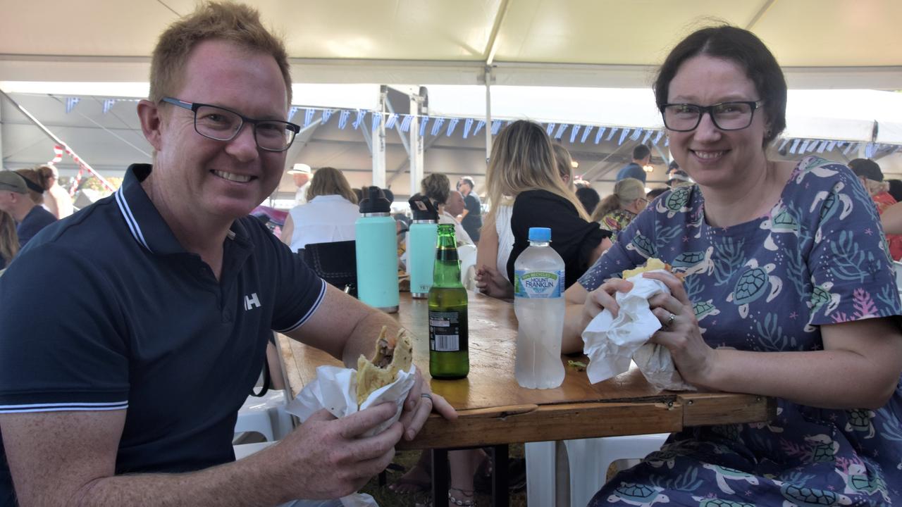 Craig and Katrina were among thousands of Territorians enjoying the 2023 Greek GleNTi on the Darwin Esplanade. June 10, 2023. Picture: Sierra Haigh