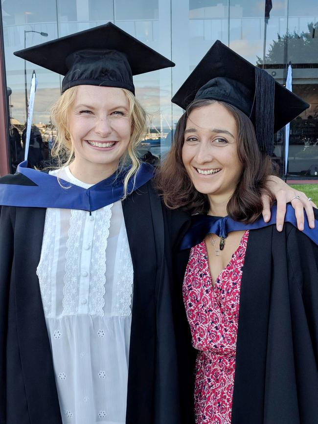 Bachelor of Arts graduates Zia Sikoro and Madeleine Rojahn. Picture: SUPPLIED